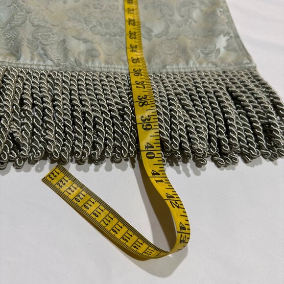 Elegant Soft Sage Green Damask Table Runner w/ Elephants Fringe 13" x 80" NWOT - Picture 3 of 7